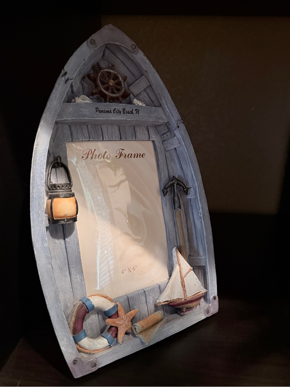 Panama City Beach Nautical Blue Boat Photo Frame - Coastal Home Accent